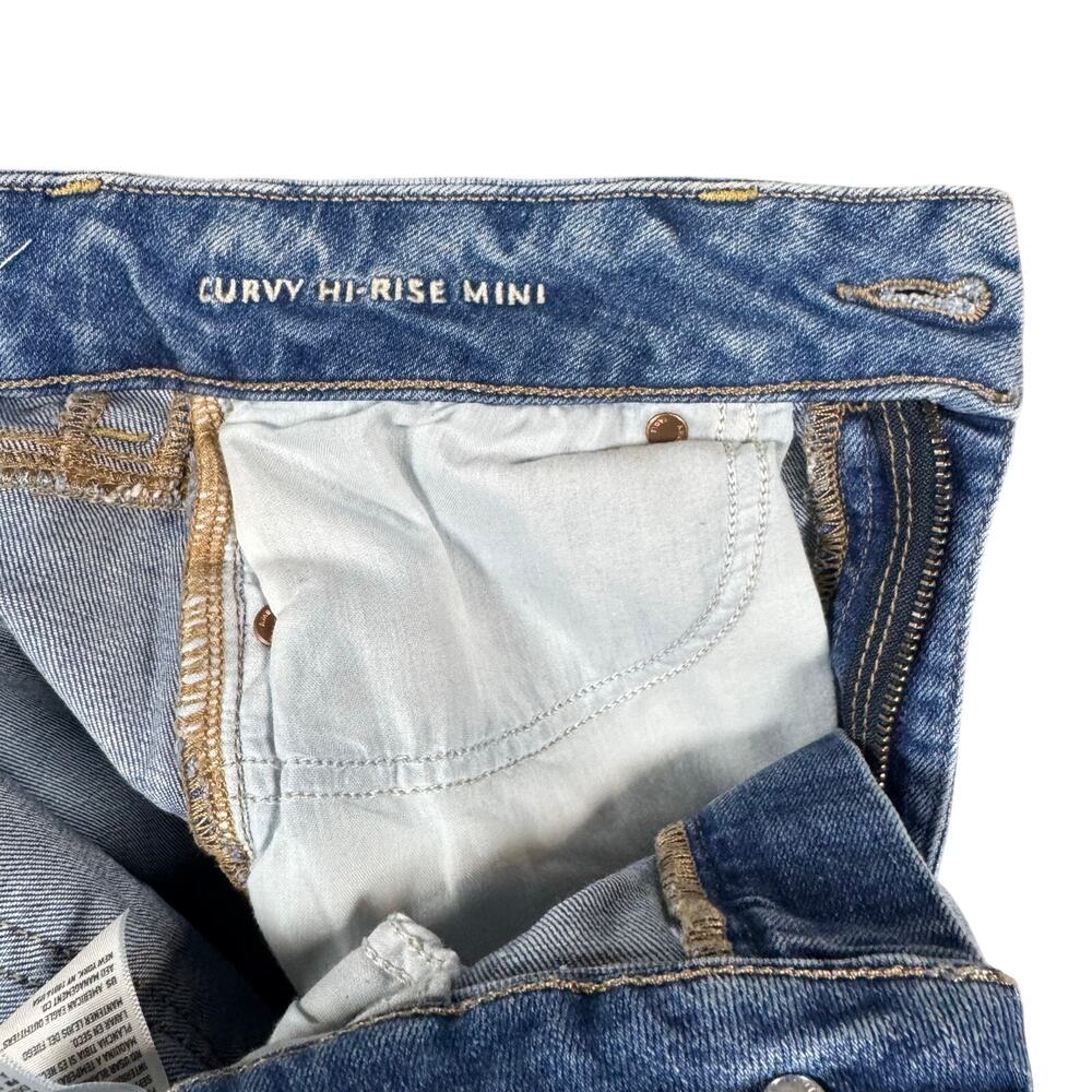 American Eagle Women's Curvy High Rise Super Stretch Distressed Jean‎ Skirt - 4 - Picture 7 of 9